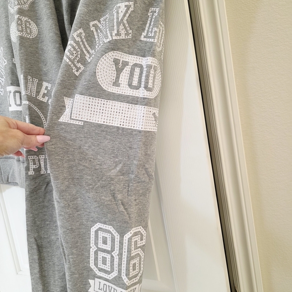 Victoria's Secret PINK Grey White Bling Fashion Show Collection Tracksuit M - Picture 4 of 13